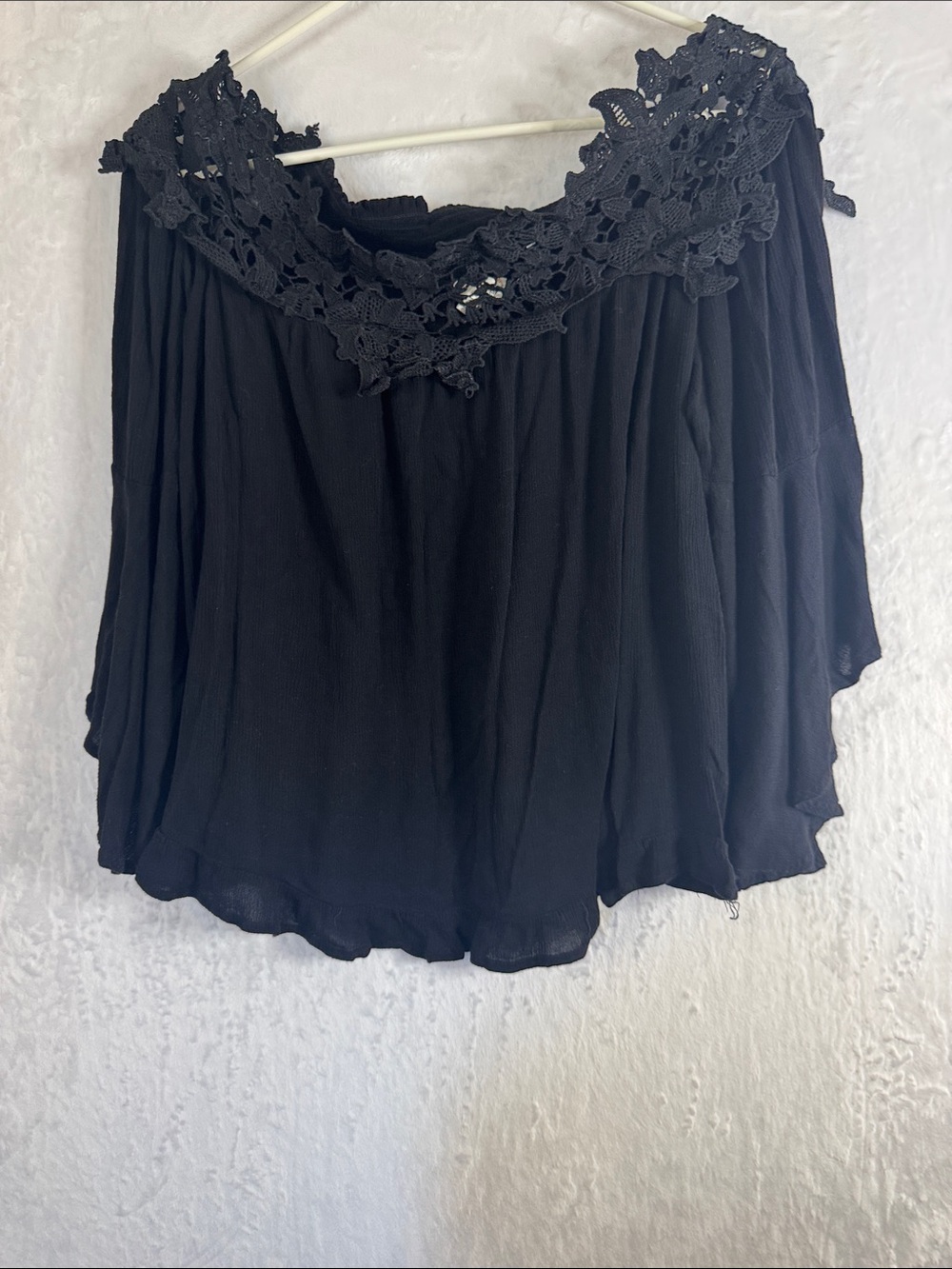 Umgee Black Crochet Off-Shoulder Top 2X